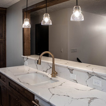 New Cambria Queensbury Countertops, Gloss Tile Backsplash and LVT Flooring