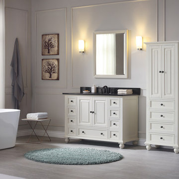 Avanity Thompson 49 in. Vanity Combo in French White finish with Black Granite