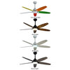 60" Ceiling Fan With Lamp, Plywood Blades, White, 35.8x13.4", 2 Color Blades