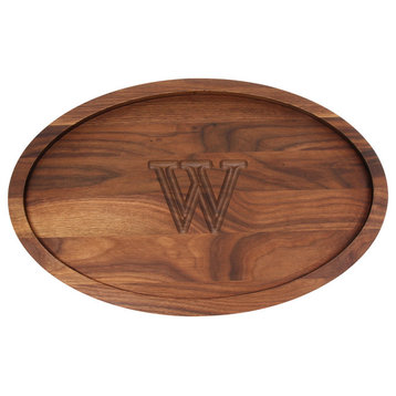 BigWood Boards Oval Monogram Walnut Trencher Board, W
