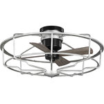 Progress Lighting - Loring Collection 33" 4-Blade Galvanized Ceiling Fan - Outfitted with stylish mixed metal elements, this ceiling fan shows off an industrial-inspired, open-cage design. Four plywood blades rotate within the cage and anchor to a vintage-style base. The fan's stunning aesthetic and its handy remote control are ready to help you and your family stay comfortable and relaxed all year round.