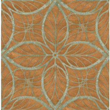 Seabrook Wallpaper in Copper, Green MK20504