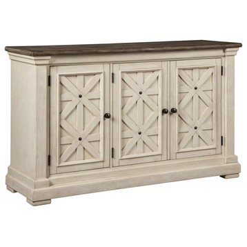 Traditional Sideboard, Unique Design With Double X-Doors, Cottage White/Brown