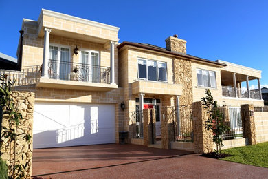 Design ideas for a mediterranean two-storey exterior in Perth.