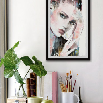 "Thinking Face" Framed Painting Print