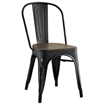 Promenade Bamboo Steel Dining Side Chair, Black