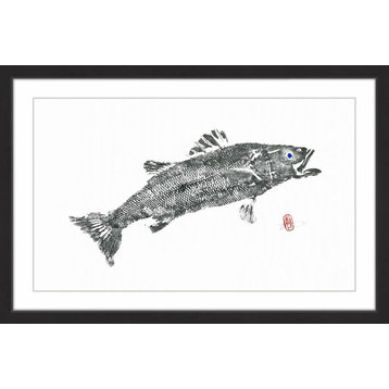 "Sea Bass Solitaire" Framed Painting Print, 18"x12"