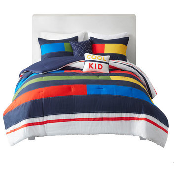 Kids Morris Cool Kid Color Block Comforter Set, Twin
