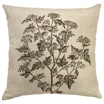 Botanical Linen Pillow VII, 18"x18"