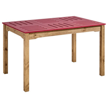 Stillwell 47.25" Rectangular Table, Red and Natural Wood