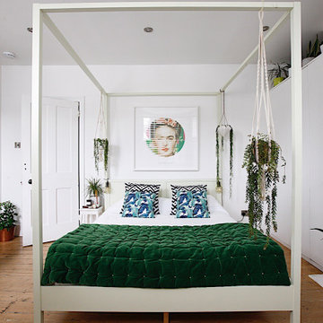 Botanical master bedroom in an Edwardian terrace family home in Hove