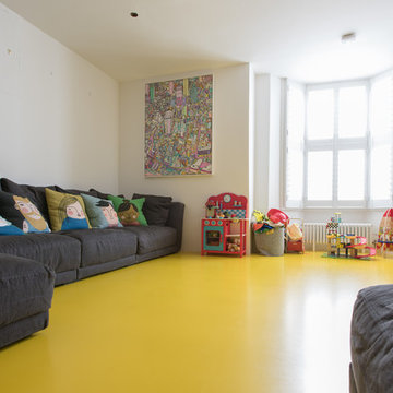 Lego inspired kitchen/family room resin flooring