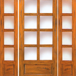 Knotty Alder Entry Prehung Door with Two Sidelites, 8-Lite 1-Panel - Front Doors
