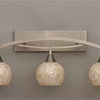 Toltec Lighting Bow 3-Light Bath Bar, 6" Seashell Glass, Brushed Nickel