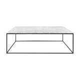 Gleam Rectangular Coffee Table, White Marble, Black Feet