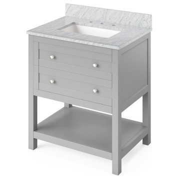 Jeffrey Alexander Astoria 30" Grey Single Sink Vanity With Marble Top