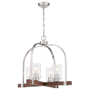Arabel - 4 Light Chandelier - with Clear Seeded Glass - Brushed Nickel and Nutme