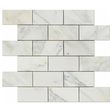 2"x4" Calacatta Gold Marble Brick Tile, Honed
