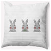 Bunny Triplets Easter Decorative Throw Pillow, Laurel Tree Green, 26x26"