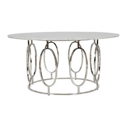 Worlds Away Caleb Coffee Table w. white marble top - Coffee Tables
