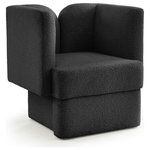 Meridian Furniture - Marcel Boucle Fabric Upholstered Chair, Black, Chair - Bring artsy fun to your room with this Marcel black boucle fabric chair. This eye-grabbing chair is part art, part functional seating item for your living room, bedroom, and beyond. The rich black boucle fabric is soft and yielding against the skin, keeping you comfortable while you unwind and relax. The contemporary inspired design is bound to garner attention no matter where you choose to use it.