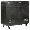 Industrial Loft Military Style Old Iron Rolling Cabinet Locker Console