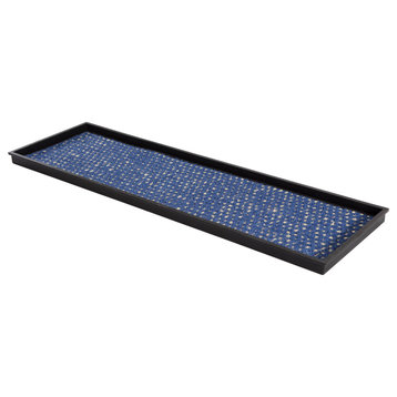 46.5"x14"x1.5" Natural/Recycled Rubber Boot Tray Blue/Ivory Coir Insert