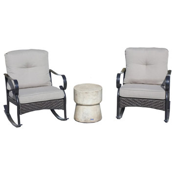 3-Piece Outdoor Freestyle Iron Rocking Chair with a side table
