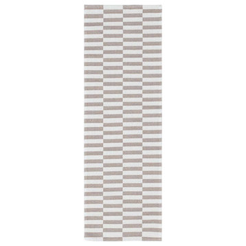 Unique Loom Taupe/Ivory Striped Decatur Area Rug, Taupe/Ivory, 2'2x6'0, Runner