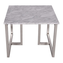 Jordan End Table | Brushed & White Marble - Side Tables And End Tables