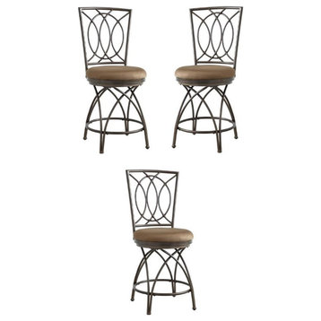 Home Square 24" Big and Tall Metal Cross Legs Counter Stool in Bronze - Set of 3