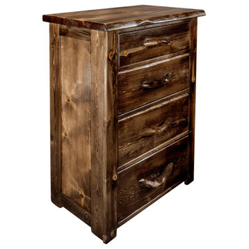 Big Sky Collection Live Edge 4 Drawer Chest of Drawers, Provincial Stain