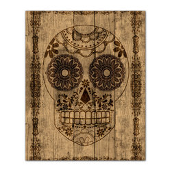 DDCG - Wood Skull Canvas Wall Art, 16"x1.25"x20" - Prints And Posters
