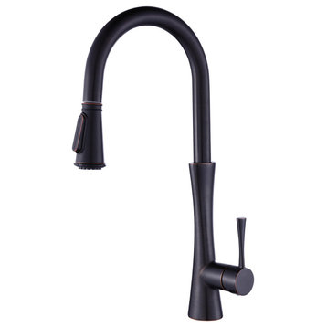 Modern Kitchen Single-hole Faucet LB7605, Matte Black