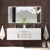 Amazon 60" Wall Mounted Bathroom Vanity Set, White, White Top, Gold Handles