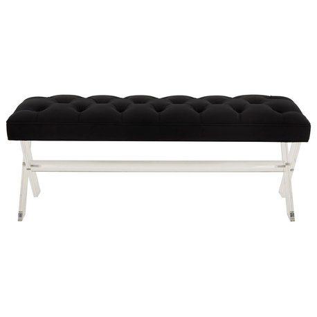 Safavieh Couture Tourmaline Tufted Acrylic Bench, Black