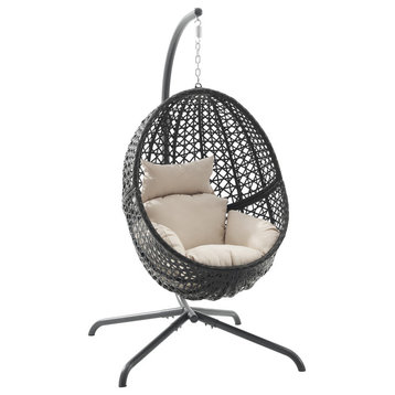 Calliope Indoor/Outdoor Wicker Hanging Egg Chair, Egg Chair and Stand