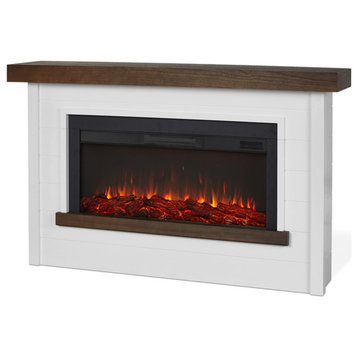 Real Flame Bernice Solid Wood Steel Glass Landscape Electric Fireplace in White