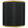 Black with Gold Trim Faux Silk Classic Drum Lampshade, 10"x10"x10"