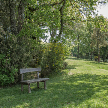 Seduta al margine del prato