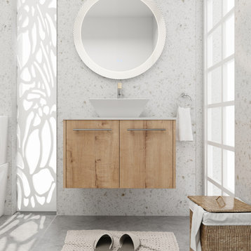 BNK 30 Inch Bathroom Vanity With Sink, Modern Wall Mount Bathroom Vanity Set, Square Basin, 30 Inch
