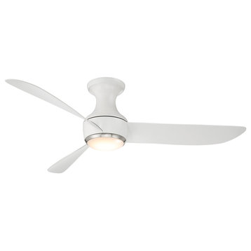 Corona 3-Blade Flush Mount Ceiling Fan, Brushed Nickel/Matte White