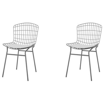 Madeline Chair, Set of 2, Charcoal Grey and White