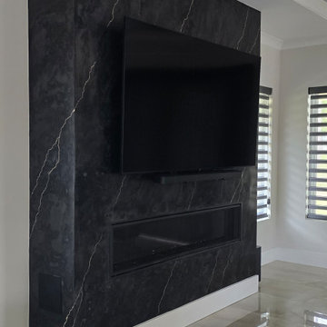 fireplace, venetian plaster