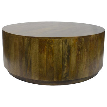 Tamia 42" Round Wooden Coffee Table, Elm
