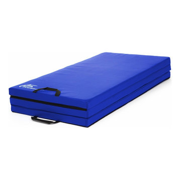 Tri-Fold Folding Thick Exercise Mat, 6'x4', Carrying Handles, Blue