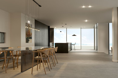 Example of a mid-sized minimalist dining room design in Other