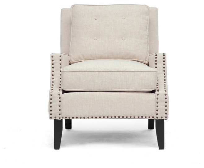 Baxton Studio Norwich Beige Linen Modern Lounge Chair