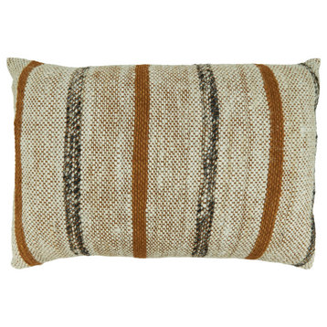 Striped Throw Pillow, Rust, 16"x24", Cover Only