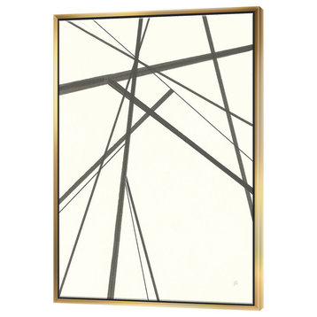 Designart Minimalist Black White Iii Transitional Canvas Art, Gold, 36x46